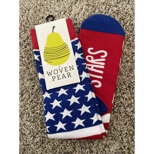 Woven pear Stars And Stripes Socks Red White Blue - Brand New
